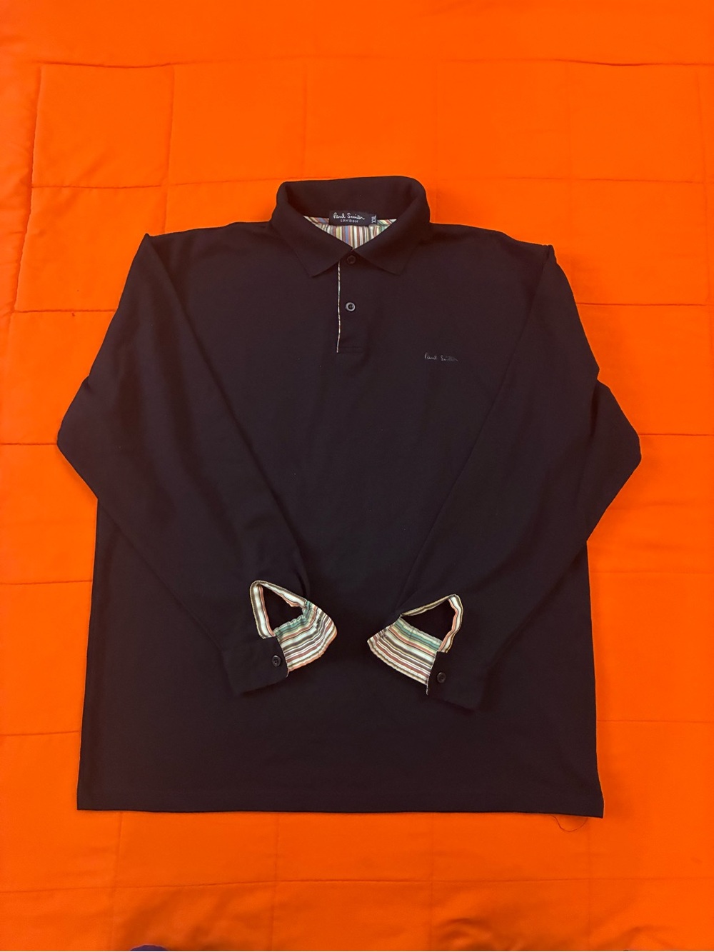 Paul Smith Polo Shirt Mens XXL Black Long Sleeve Knit Cotton Casual